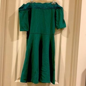 Off the shoulder top laced green dress